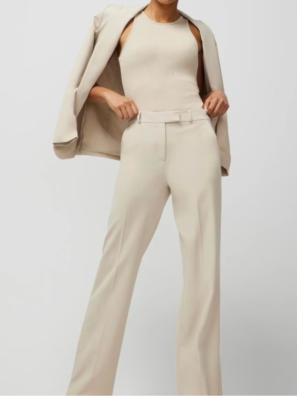 White House Black Market Cream Tailored Suit Jacket